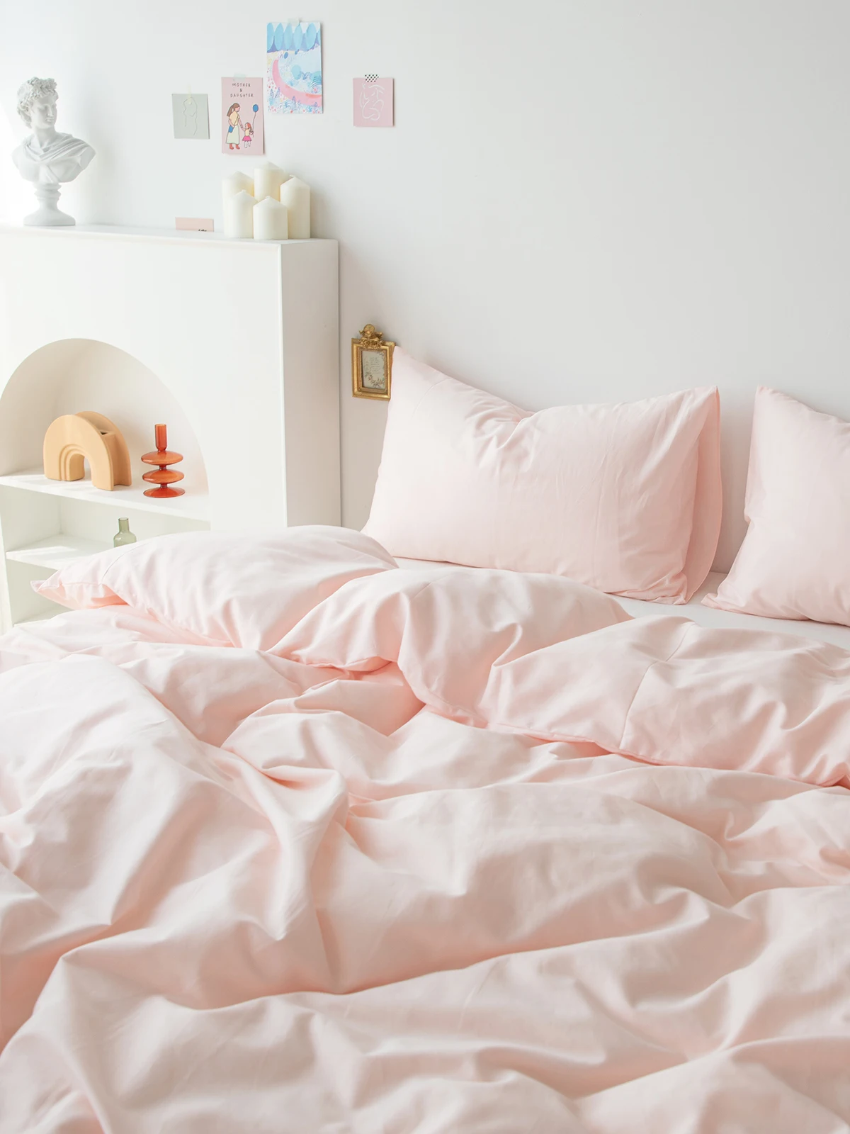 Pink Pure Cotton Single Piece Duvet Cover Modern Minimalist Style Bedding All Cotton Fabric Warmth Storage Non Disposable