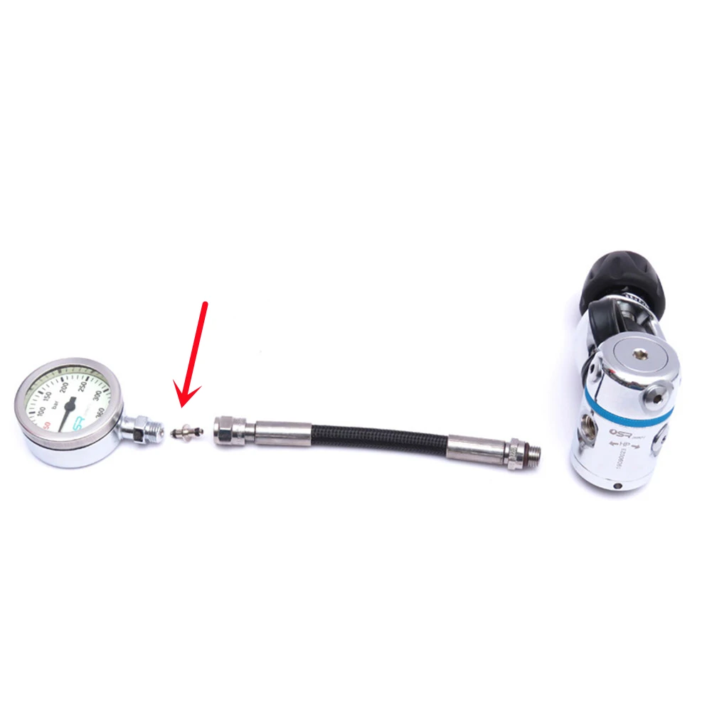 Scuba Diving High Pressure Hose T-End Air Spool Swivel HP Pin Gauge For SPG Gauges Computer With O-ring