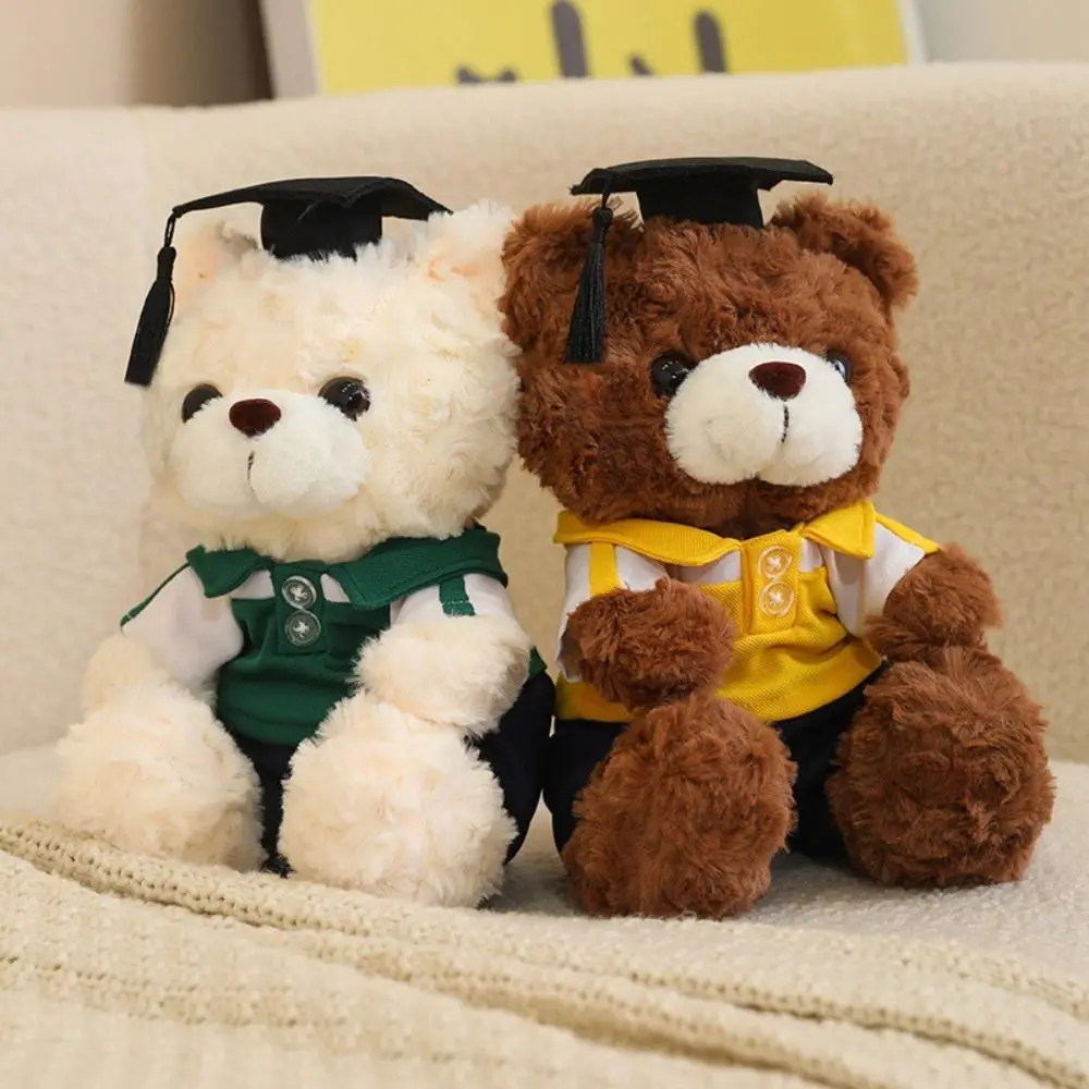 Brinquedo de pelúcia médico boné graduação urso boneca dos desenhos animados macio boneca solteiro urso brinquedo de pelúcia 23cm com chapéu doutorial