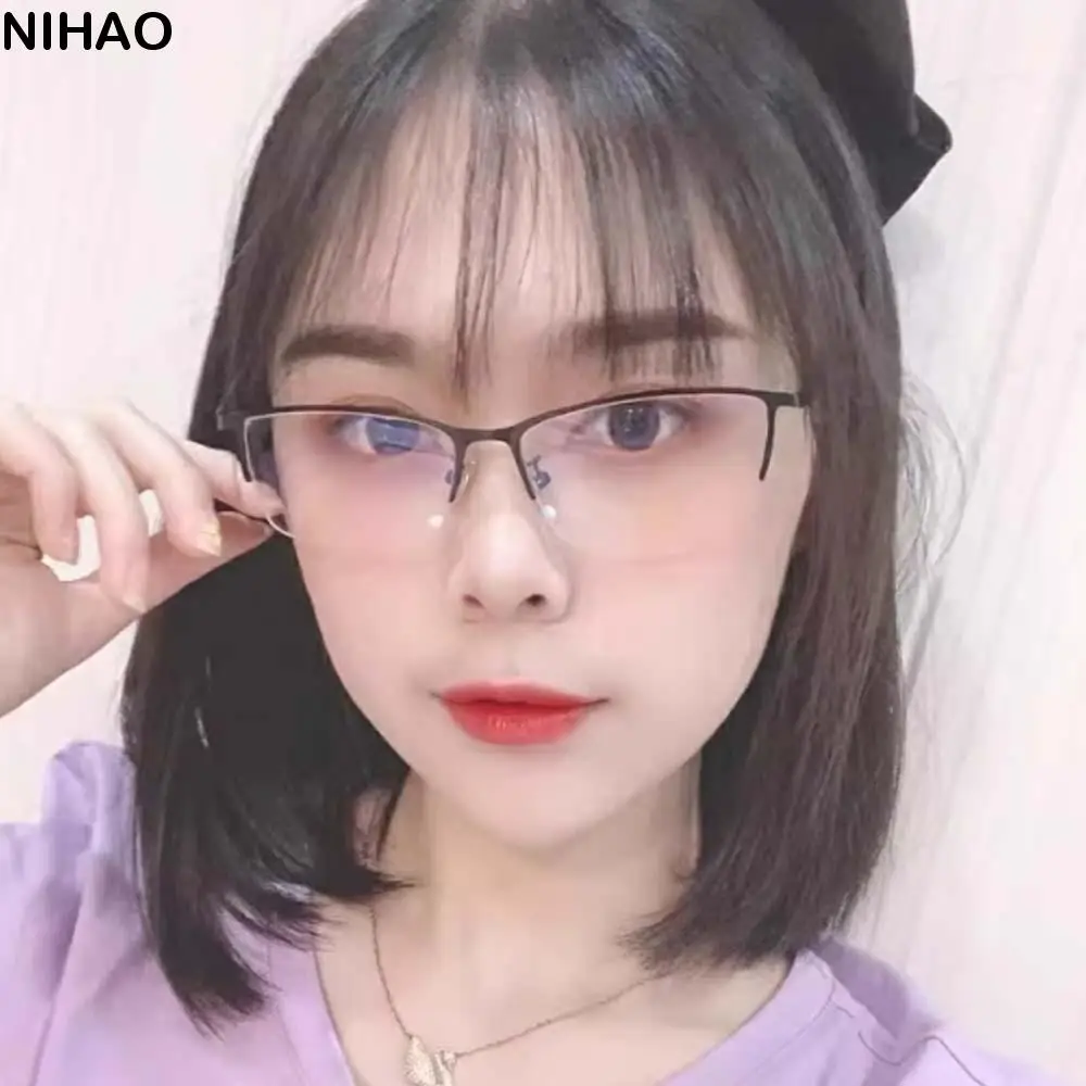 

Transparent Anti Blu-ray Glasses Alloy PC Half-frame Business Myopia Glasses Lightweight Costume Accessory Men Reading Eyewear