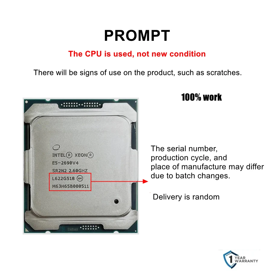 معالج Intel Xeon E5 2690 V4 2.6 جيجا هرتز 14-Core 135W LGA 2011-3 وحدة المعالجة المركزية المستخدمة 2690V4