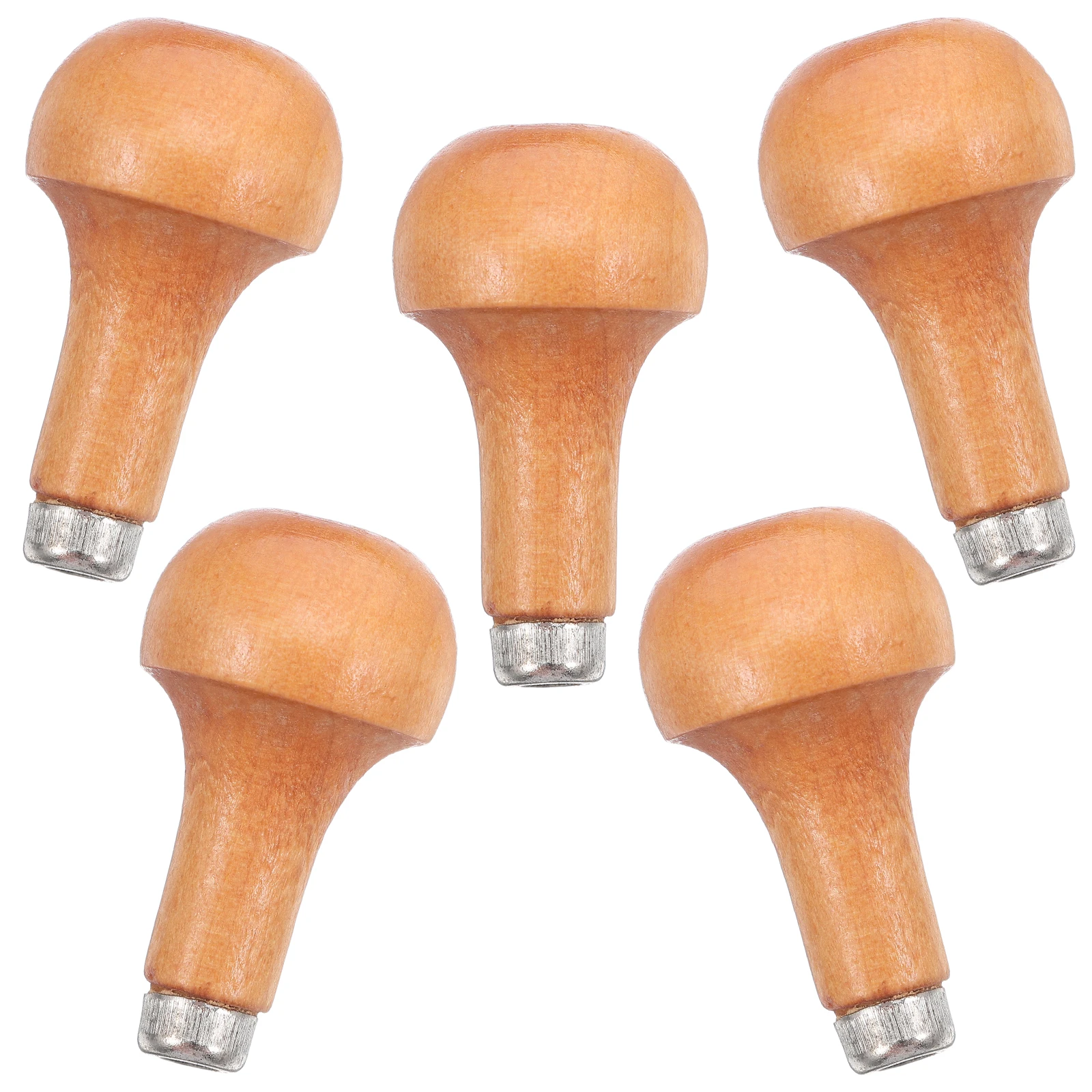 

5pcs Wooden Graver Mushroom Round Shape Durable Solid Wood Ergonomic Woodworking Tool Handles Replacement For Carving Engraving