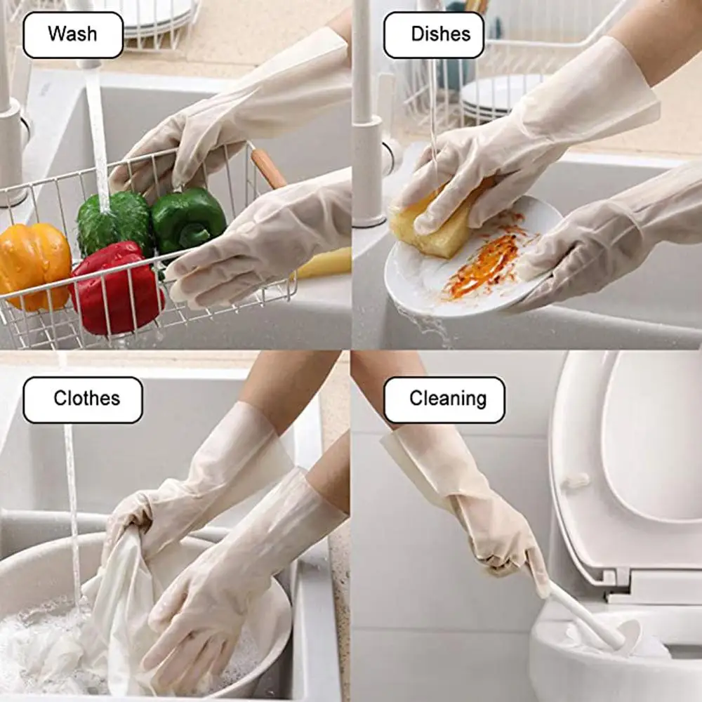 Female waterproof rubber latex dishwashing gloves kitchen durable cleaning housework chores dishwashing tools