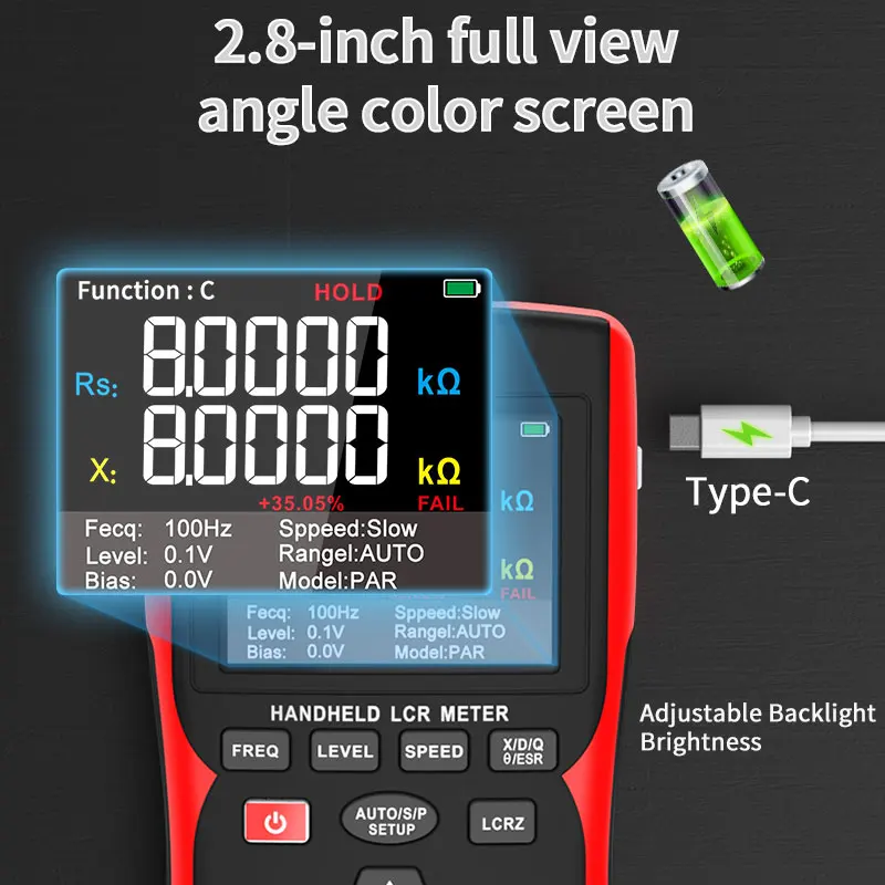 ZOYI ZT-DQ01 DQ02 LCR Handheld Digital Bridge Capacitance Inductance and Resistance Testing high-precision Digital Display Meter