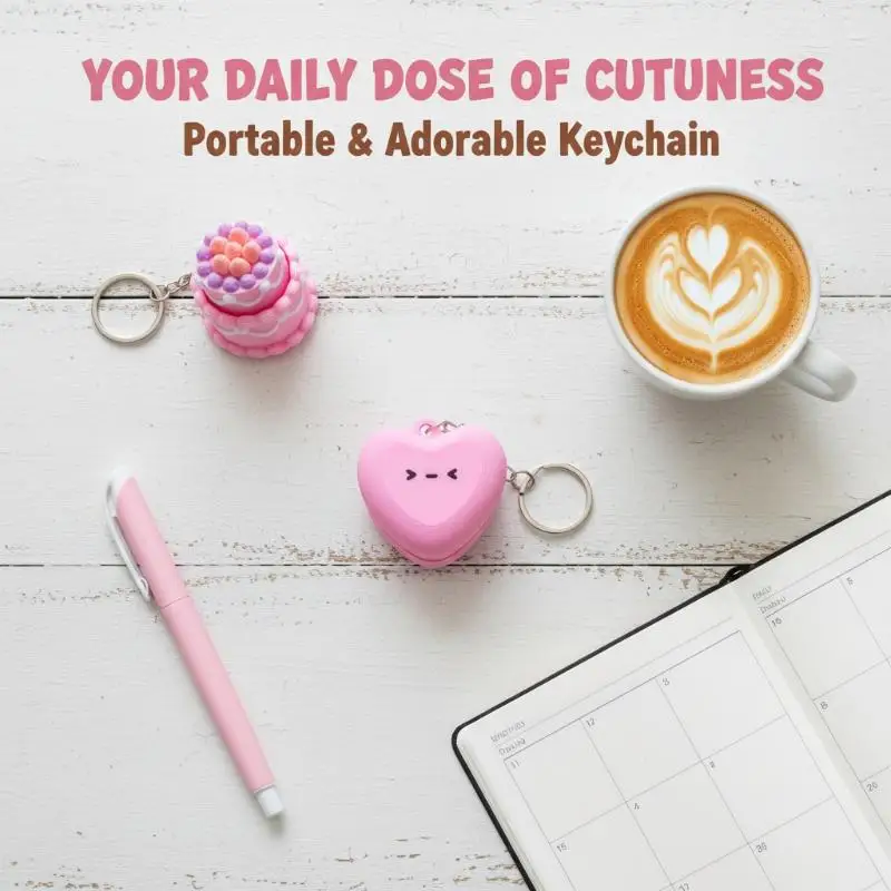 3D Printed Cake Chocolate Clicker Keychain Food Simulation Pendant for Teacher Rewards Prize