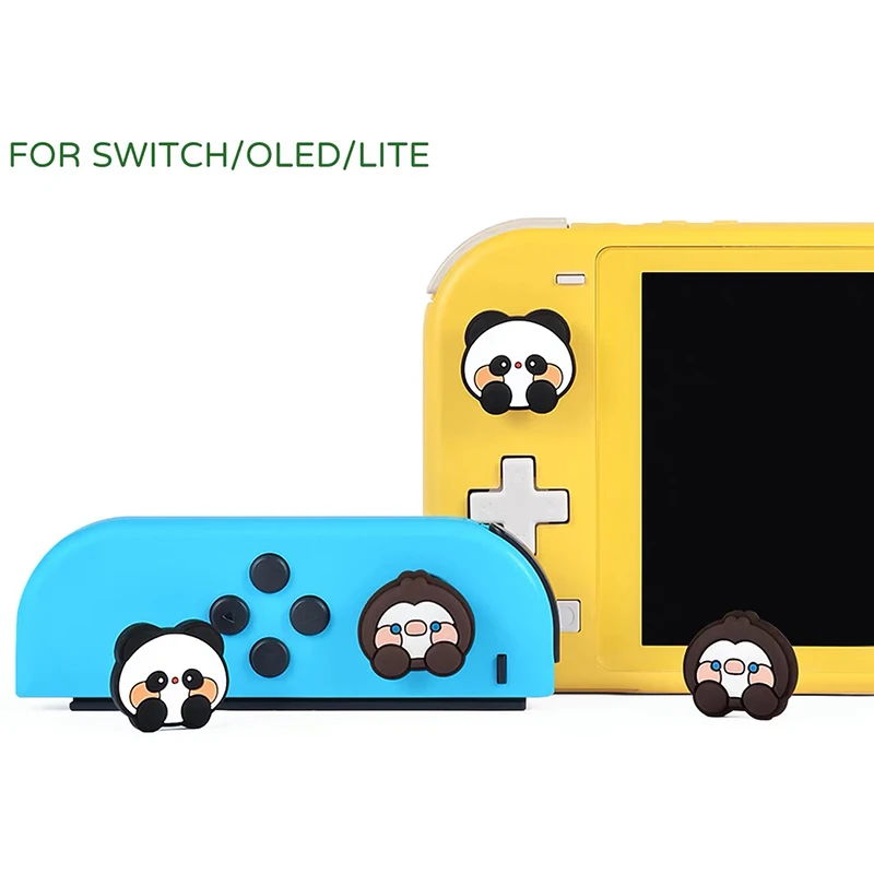 4pcs Kawaii Girls Panda Silicone Analog Thumb Grip Caps For Nintendo Switch OLED/Switch Lite/Switch Joystick Protective Cover