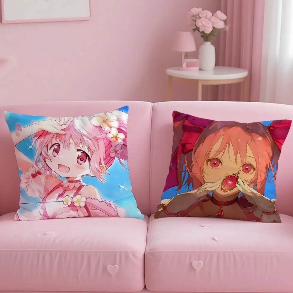classic anime Puella Magi Madoka Magica Cushion Cover Soft & Easy-Wash Pillow Case – Versatile for Couch, Bed, Travel and Office
