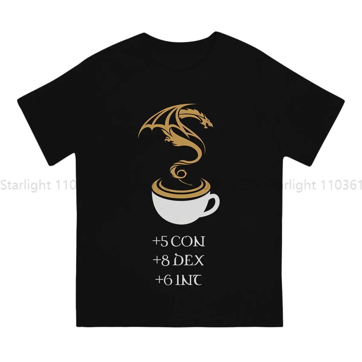 Coffee Stats Tabletop RPG Addict Man's TShirt DnD Game Crewneck Tops T Shirt Humor Gift Idea