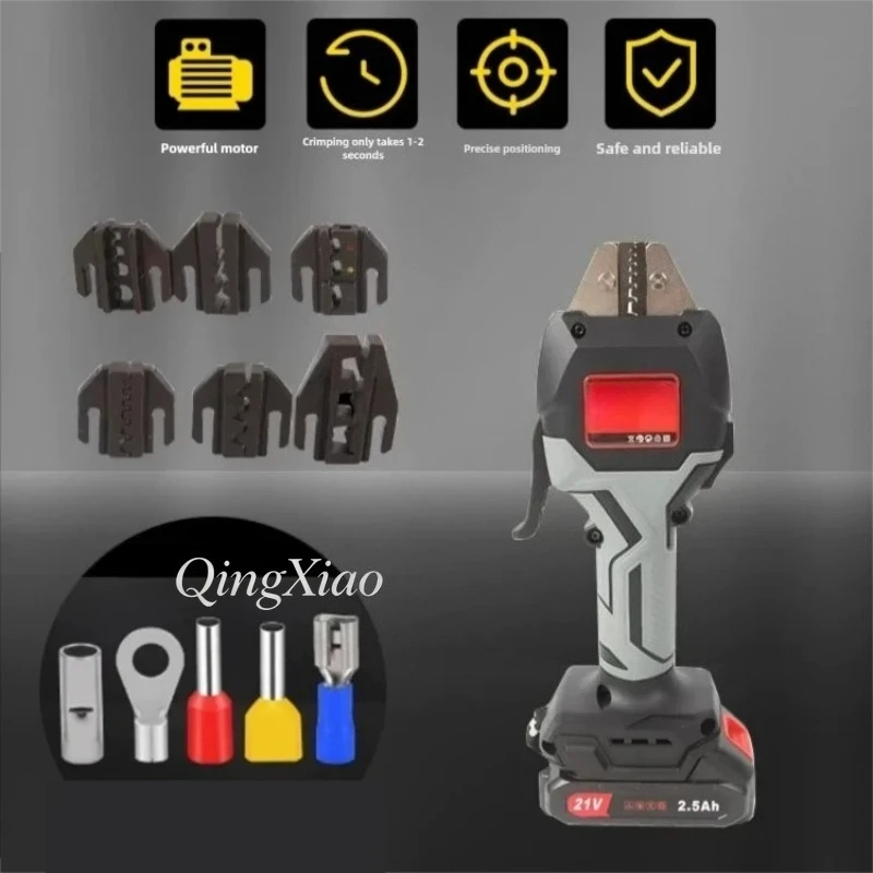 DML-50 21V Cordless Electric Cold Crimp Pliers Lithium Crimper for Tubular Bare Pre-insulated Terminals Rechargeable Crimp Tool