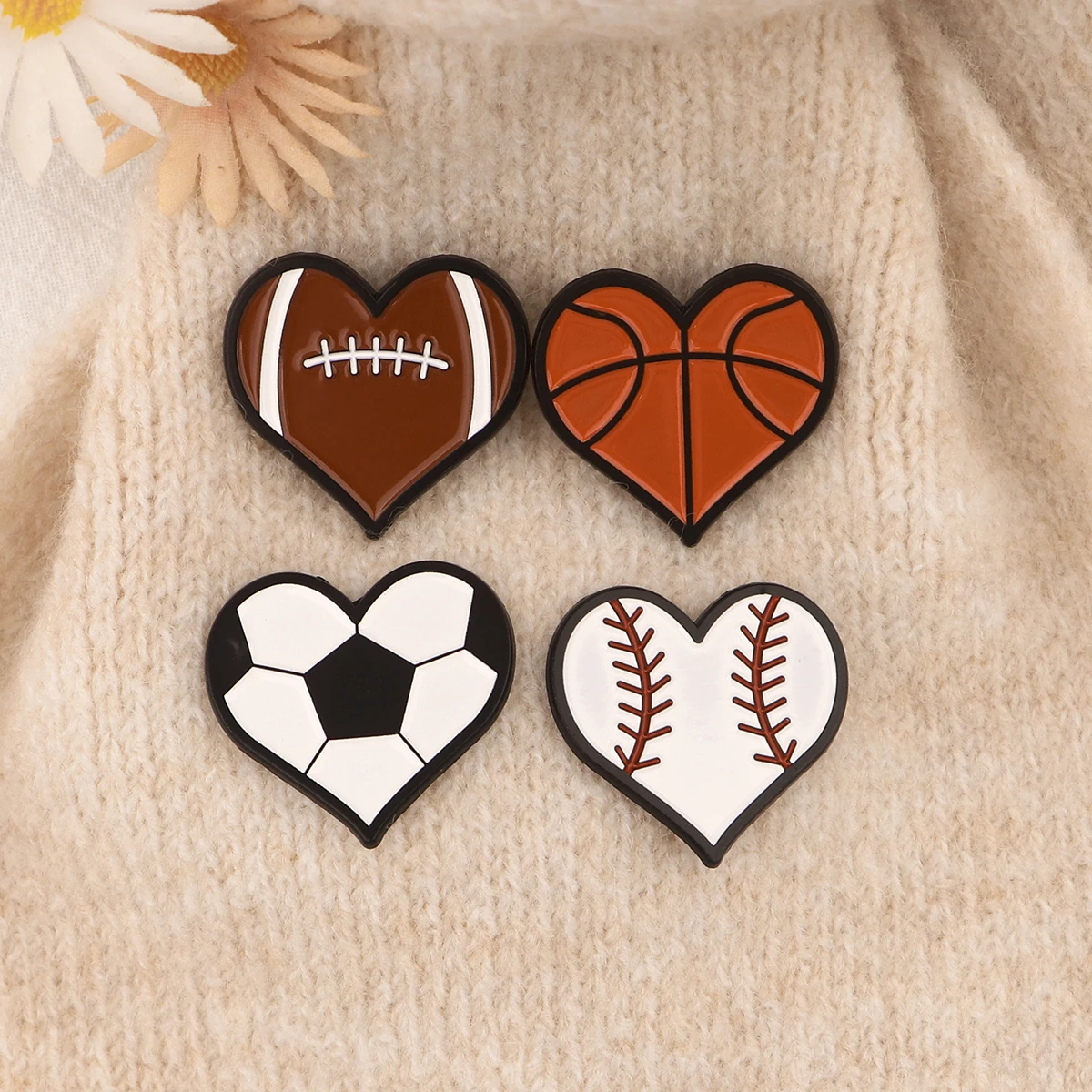 Heart-Shaped Enamel Pins Metal Ball Brooch Backpack Hat Bag Collar Lapel Badges Men Women Fashion Jewelry Collection Gift