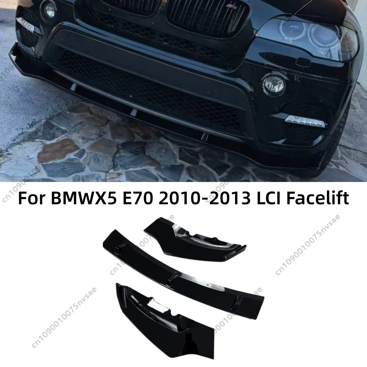 Front Bumper Lip Splitter Spoiler Not Fit X5M Cover For BMW X5 E70 2010 2011 2012 2013 LCI Facelift ABS Glossy Black Body Kits