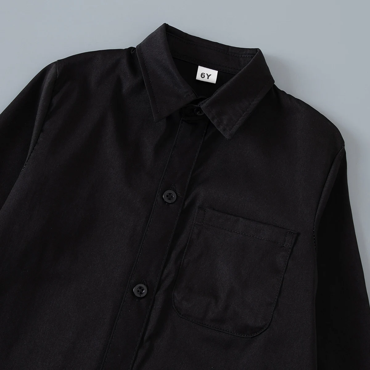 Neues Einfarbiges Freizeithemd für Kinder im Sommer und Herbst, Vielseitiges Langarm-Oberteil mit Kragen für Jungen und Mädchen, Modische Jacke – Detail 13