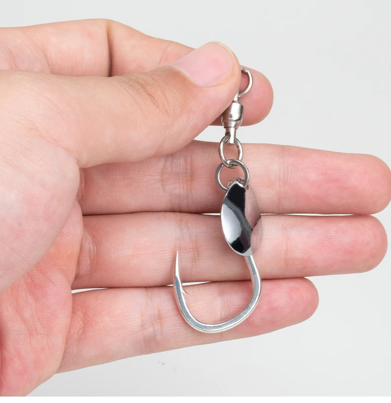OBSESSION HK043 5er-Set rotierende Pailletten-Jigging-Haken 8062 Slow Jigging Edelstahl High Carbon Spoon Spinner Assist Hook Tackle – Detail 3
