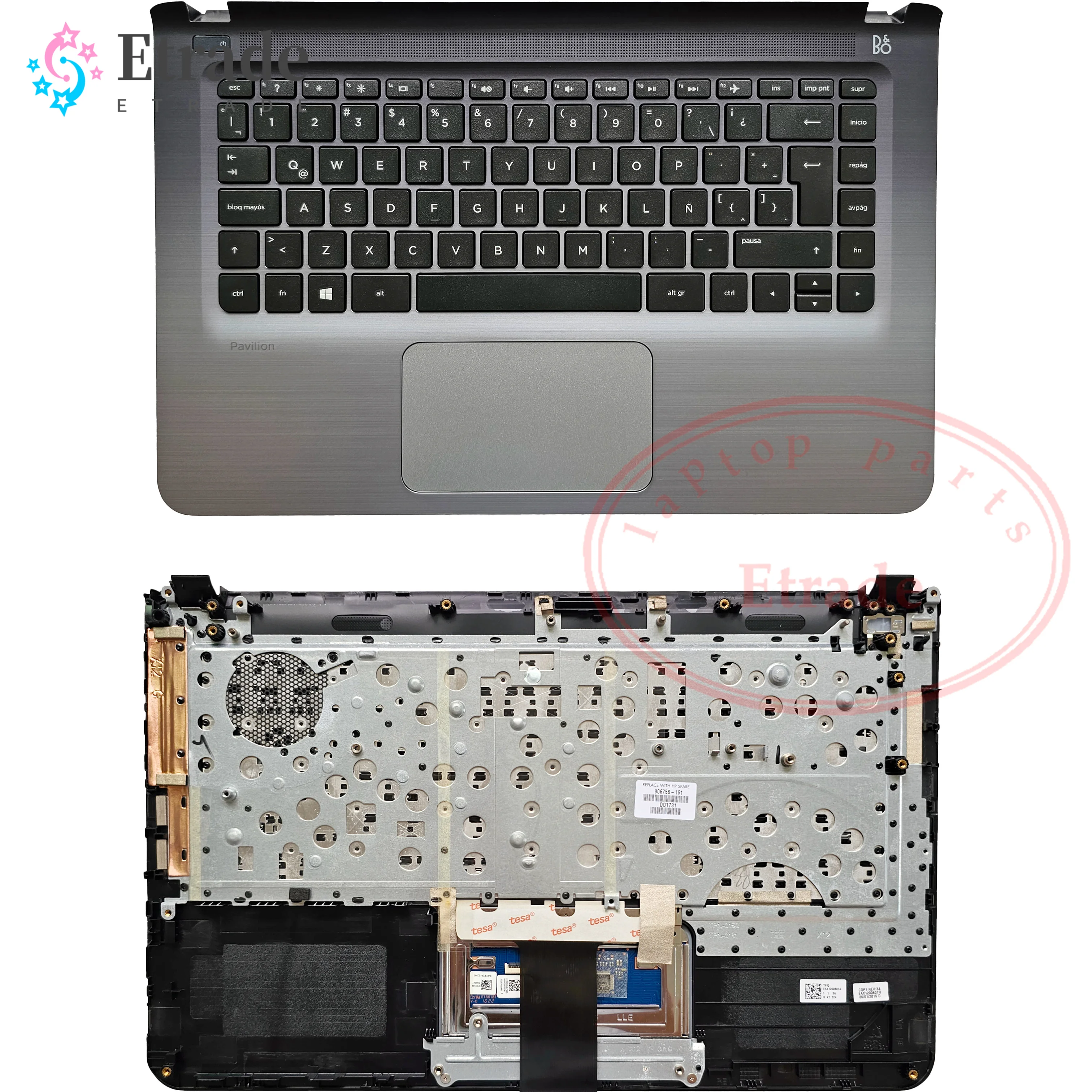 

New Original For HP Pavilion 14-AB 14-ab007tx TPN-Q158 Series Laptop Palmrest Upper Case Cover With Keyboard 806756-161