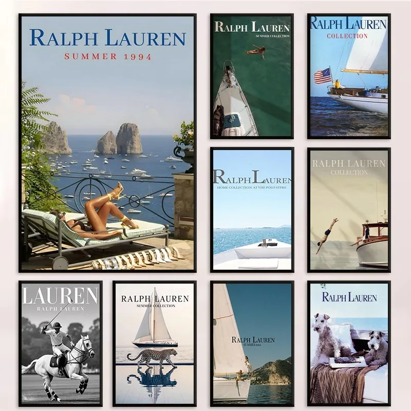 Póster Vintage de Polo Ralph Lauren, Colección de la Icónica Marca de Moda, Pintura en Lienzo, Arte de Pared para Sala de Estar, Decoración del Hogar, Regalo
