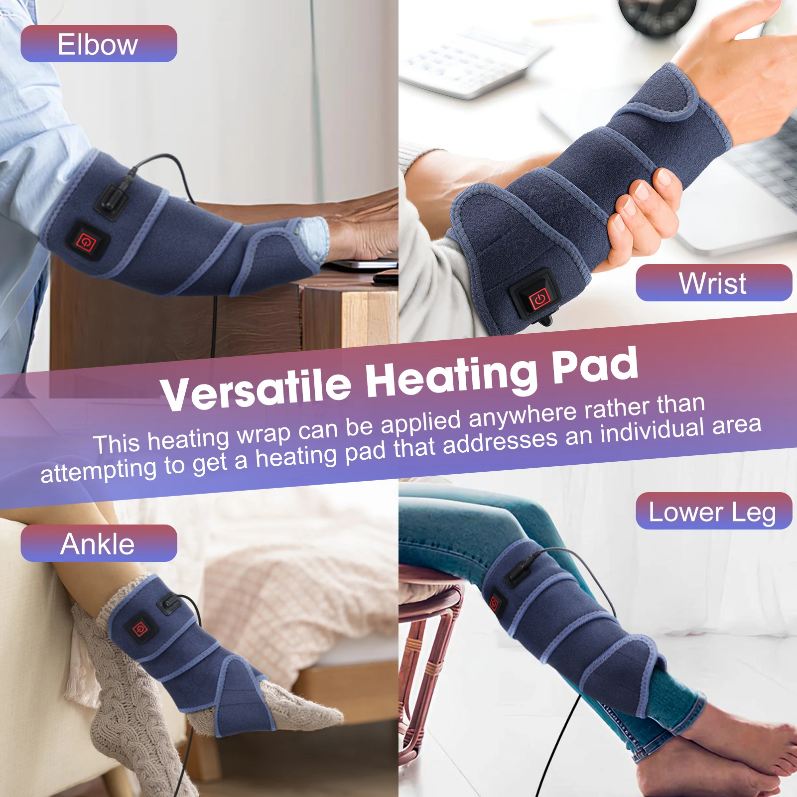 Electric Heating Pad Wrap Heating Support Brace Wristband Belt Hot Compress Therapy Relief Pain Bandage Elbow Ankle Protector