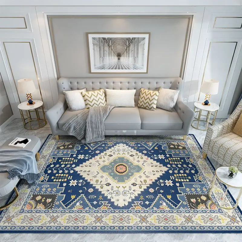 

Retro American Style Living Room Carpet Classical Decoration Home Sofa Machine Washable Rug Lounge Bedroom Non-slip Mat Fully