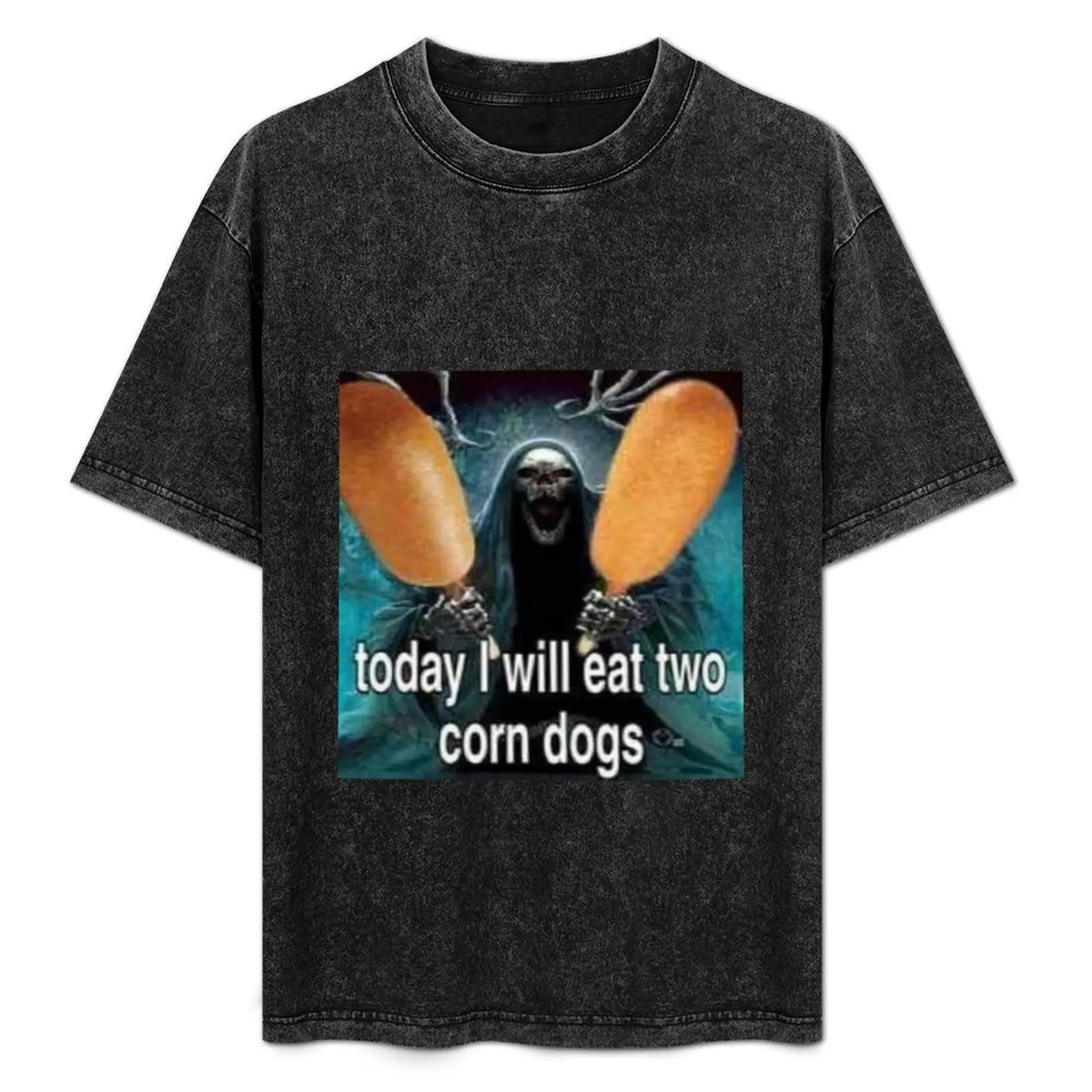 

today I will eat two corn dogs awesome badass skeleton T-Shirt Work Wear Simple Tee Shirt