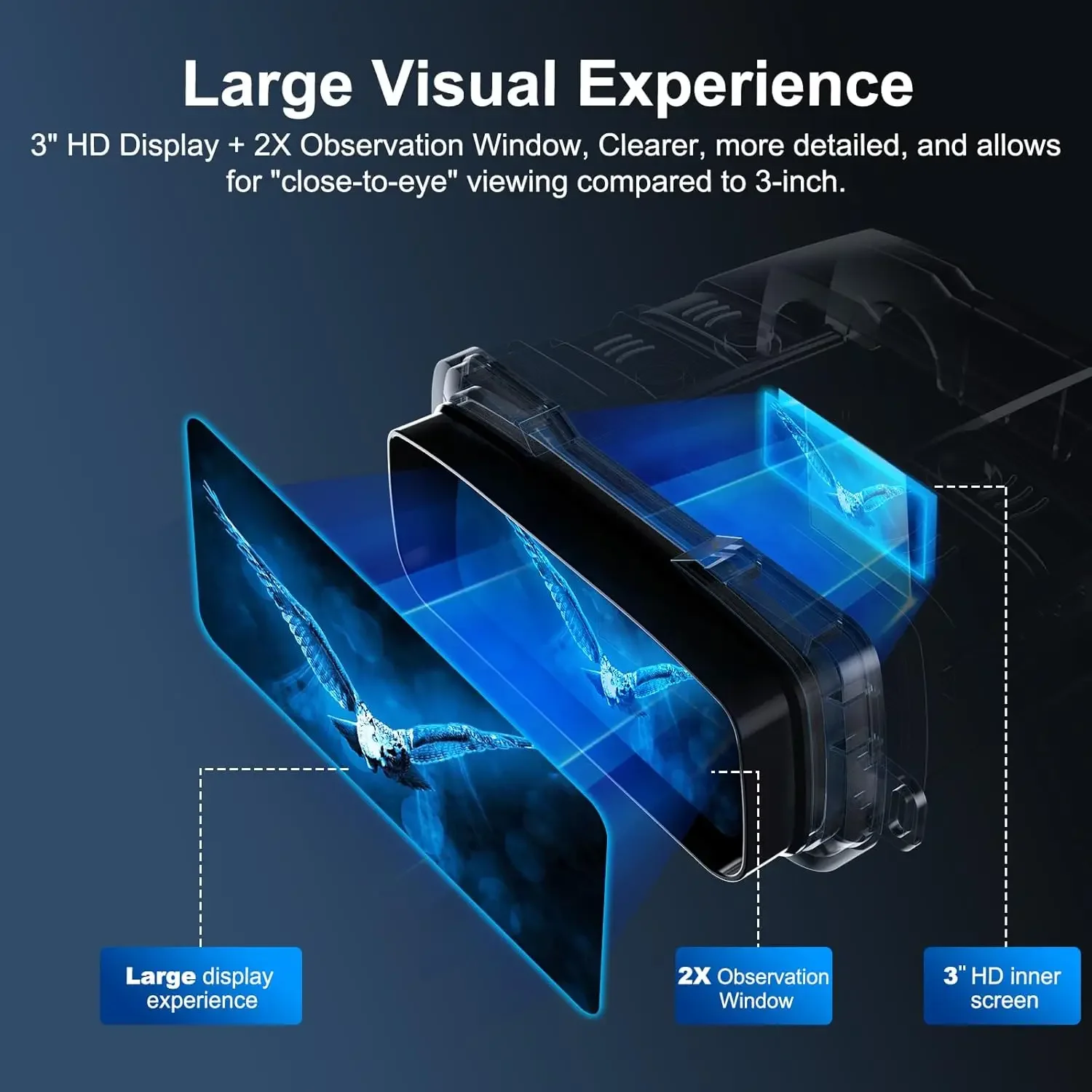 Visión nocturna, binoculares de visión nocturna 4K verdaderos, IR potente enfocable incorporado, batería recargable de 6000 mAh