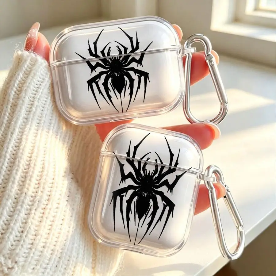 Wide Spread Spider Sketch Clear Earphone Cases Cover Case For Airpods 3 4 Pro2 Pro 1 Pro3 2