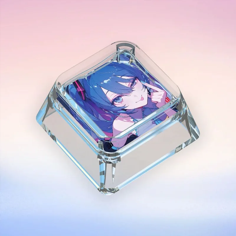 Ins New Miku Mechanical Keyboard Personalized Keycaps Cross Axis Body Miku Cute Keyboard Cap Transparent Keycaps Gifts Toys