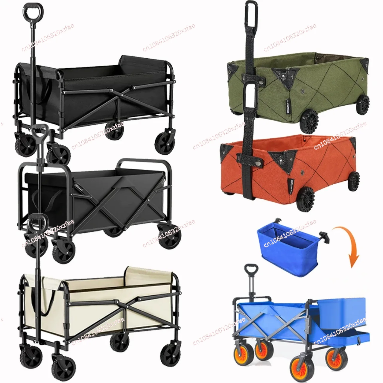 Grocery Cart Large Capacity Heavy Duty Portable Folding Wagon Cart Beach Wagon with Big Wheels for Sand, Collapsible Wagon