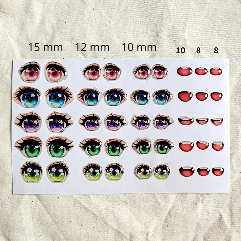 Crystal Eye sticker Three-dimensional Epoxy Sticker DIY Doll Model Eyes Mouth Long Eyelashes Eyebrows Polymer Clay Make Material