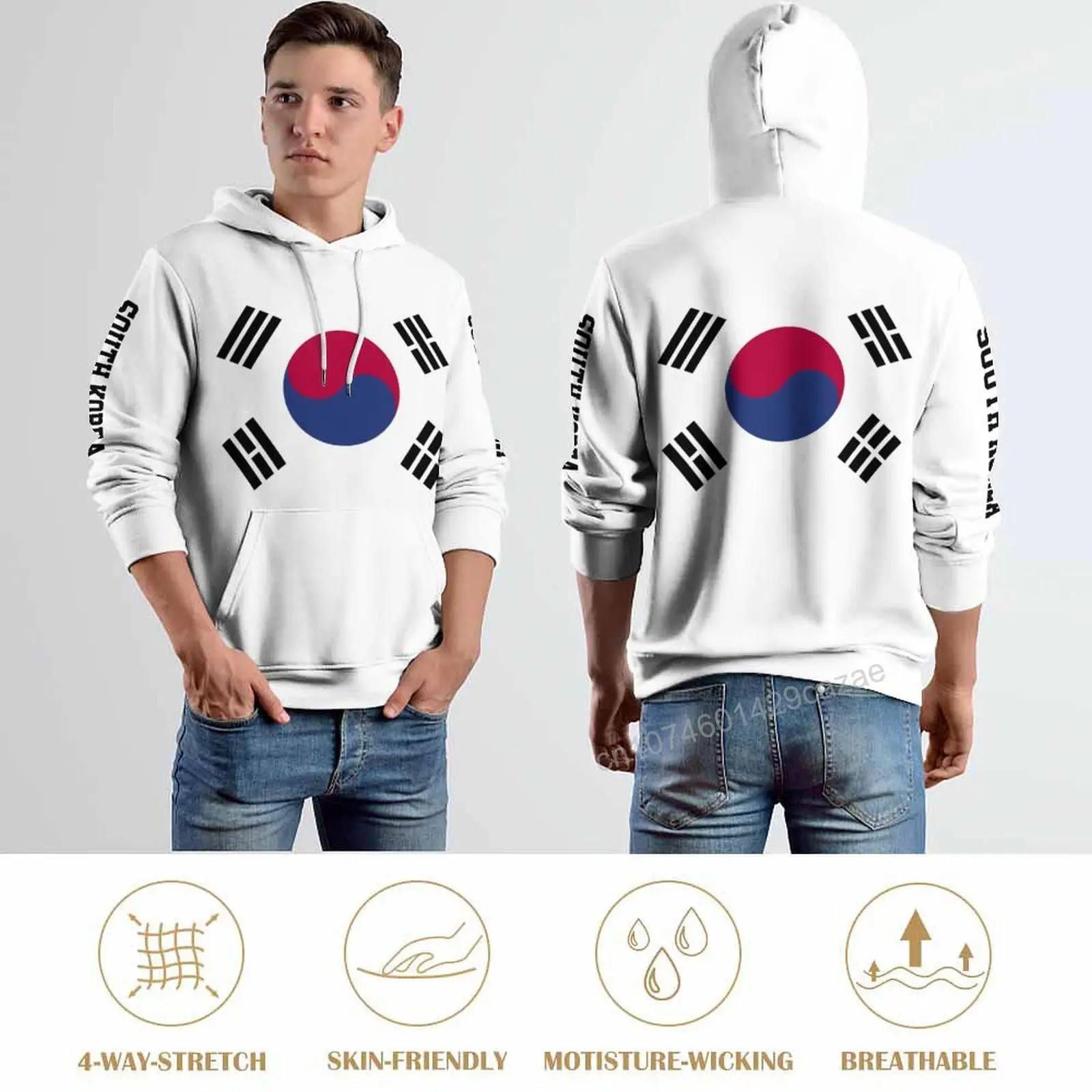 South Korea Country Flag 3D Hoodie Polyester Cool Men Women Harajuku Sweatshirt Unisex Casual Pullover Hoodies