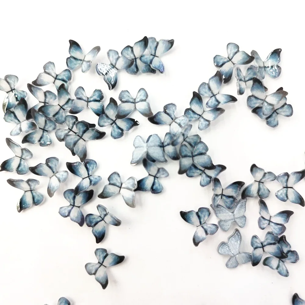 30Pcs 8*10mm 3D Colorful Wheel Butterflies Flatback Rhinestone Appliques DIY Wedding Scrapbook Nail Art Craft J19