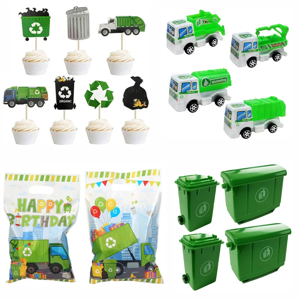 

Garbage Truck Birthday Party Favors Gifts Garbage Truck Cupcake Toppers Goodies Bag Trash Waste Management Recycling Party Decor