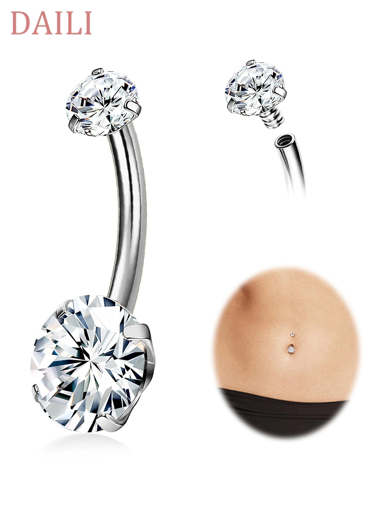 1/2 PCS 14g Belly Button Rings with CZ, Petite Navel Ring for Women, Body Piercing Jewelry, Petite Select Barbell, Length 10mm
