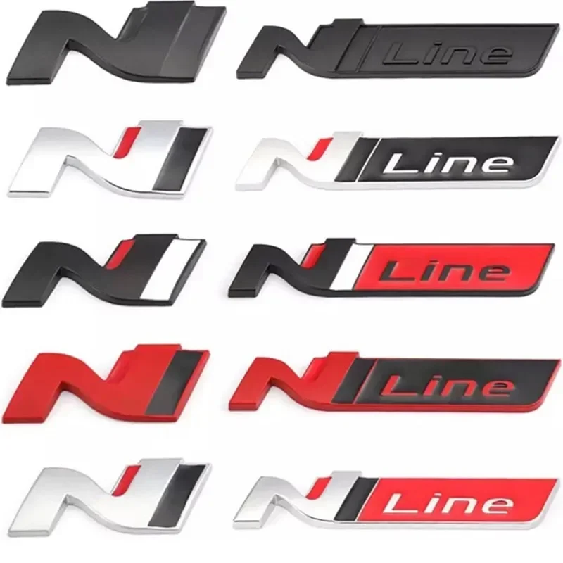 

3D Metal N Line Logo Badge Rear Boot Trunk Fender Emblem Sticker Car Decals For Hyundai i20 i30 Sonata Kona Elantra Tuson