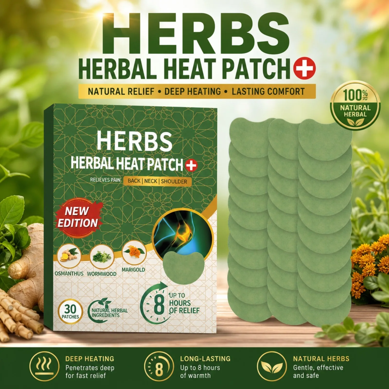 Skincare Herbal - 30PCS Herbal Knee Patches Ginger Wormwood