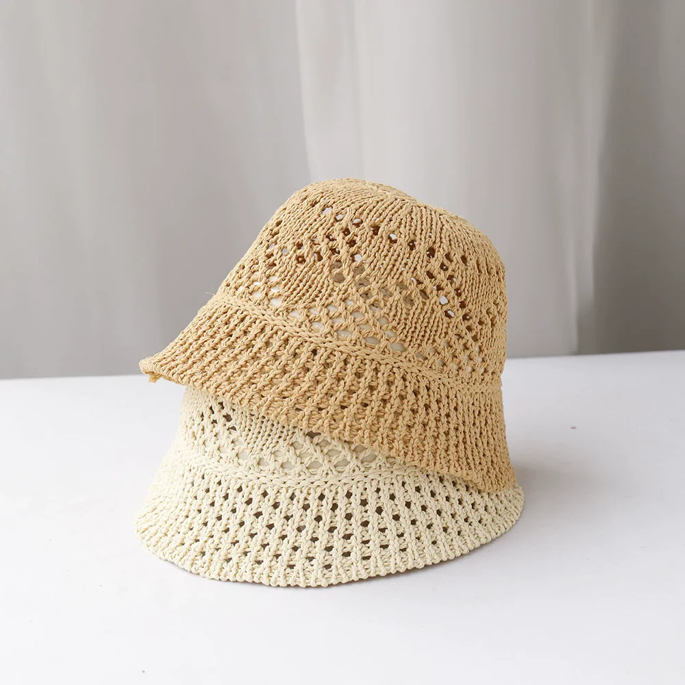 Women Bucket Hat Summer Hollow Out Thin Breathable Sun Hat Female Beach Panama Cap Fold Outdoor Japanese Lesure Fishierman Cap