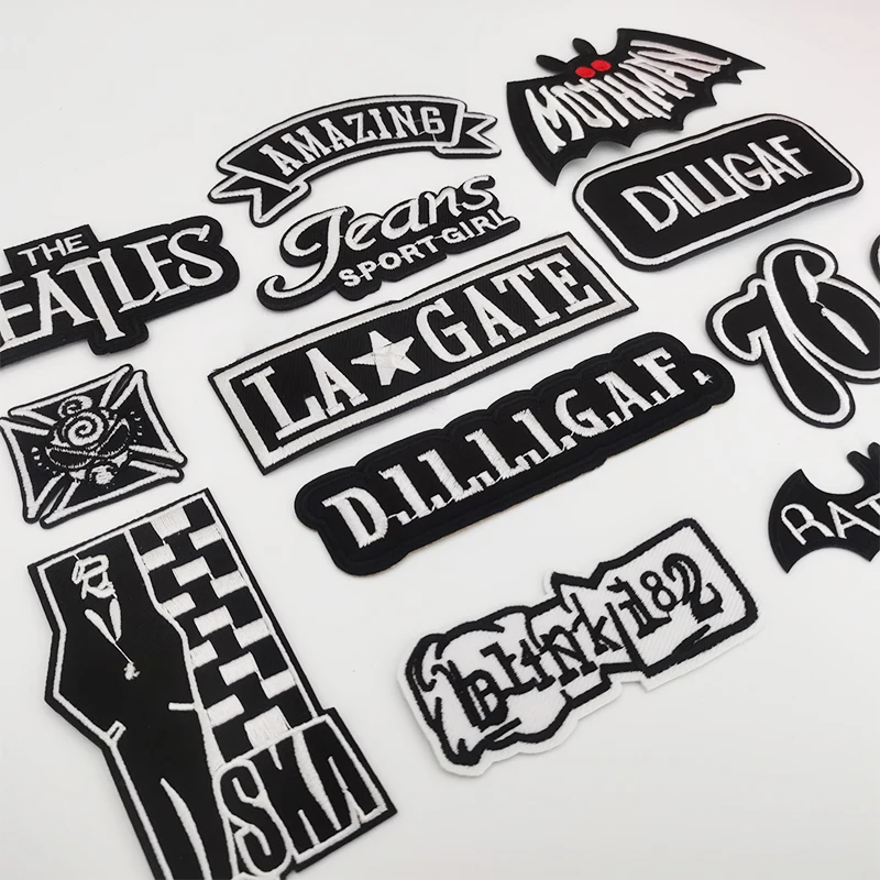 Punk Appliques Patches for Clothing Jacket Jeans, Rock Stripes MUSIC BAND Embroidered Stickers DIY