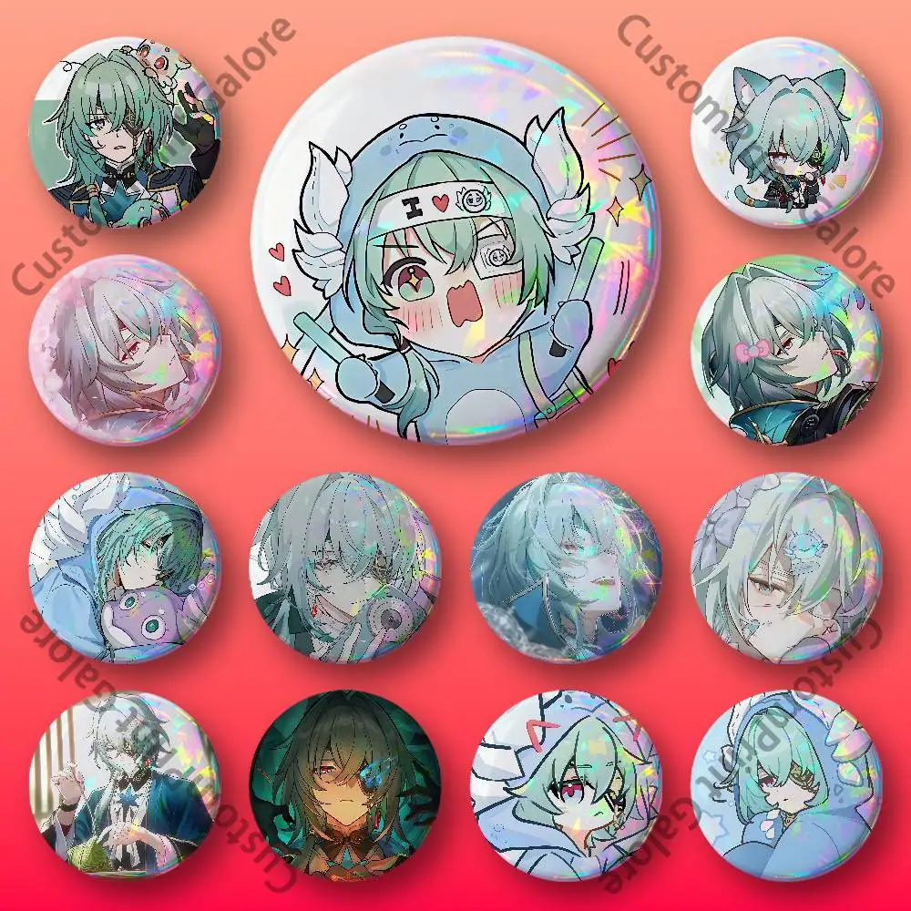 

Anaxa HSR Laser Film Badge Tinplate Brooch Lapel Pin HD Print Badge for Decoration DIY Accessories Gift