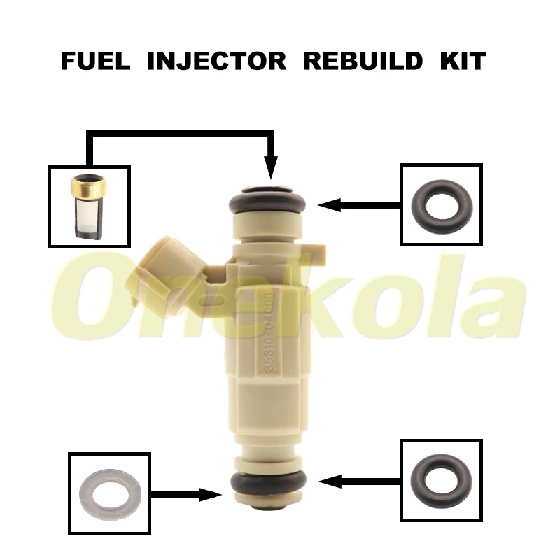 Fuel Injector Service Repair Kit Filters Orings Seals Grommets for 35310-04000 For Hyundai i10 2016 Kia Picanto Mk2 3531004000