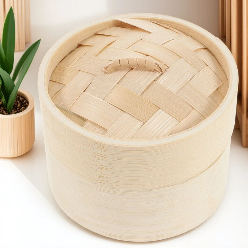 

1 Set Bamboo Steamer Basket Reusable High Temperature Resistant For Dumplings Buns Vegetables Chinese Food Kitchen Tool