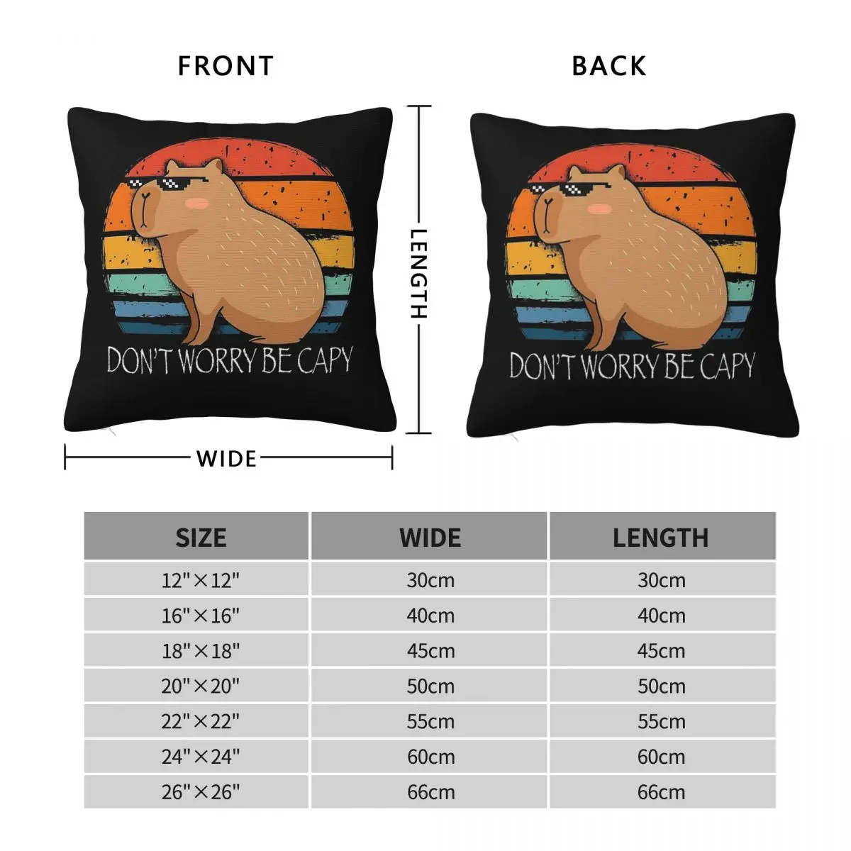 Capybara Don't Worry Be Capy Pillowcase Polyester Linen Velvet Pattern Zip Decor Home Cushion Cover