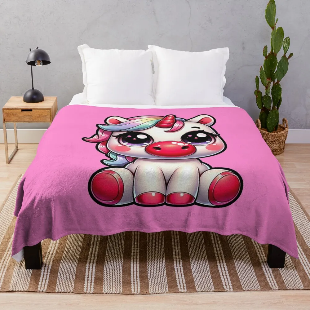 

Red Nose Unicorn Throw Blanket anime Sofas Tourist Retros Blankets