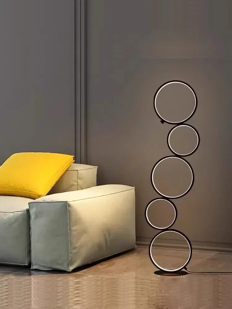 Imagem -04 - Nordic Five-ring Line Led Floor Lamp Atmosfera Simples Proteção para os Olhos Luxo Acessível Arte Criativa Luxo Acessível