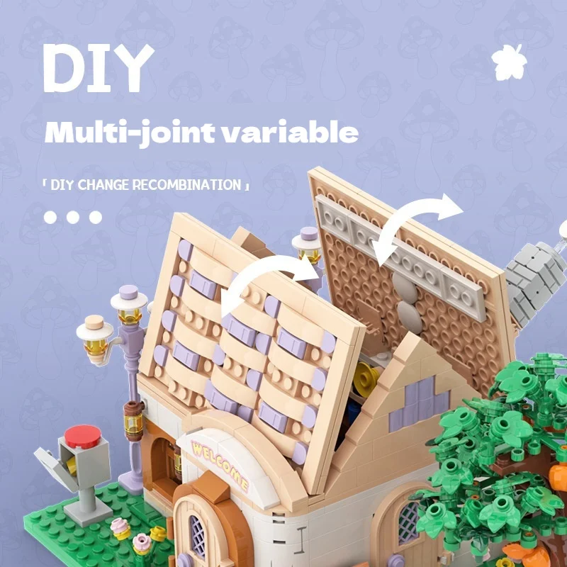 MOC Flower Tree House Building Blocks Set Animal Forest Vacation Cottage Hut Architecture Toys Adults Kids Birthday Holiday Gift