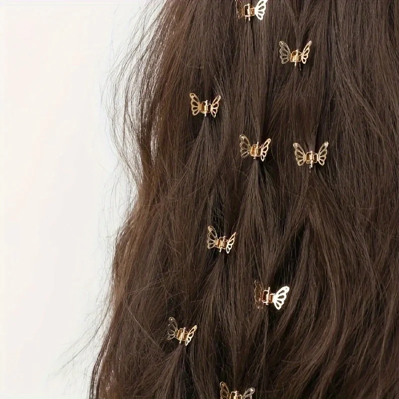 10pcs/package Butterfly Hair Clips Set for Braids, Vintage Elegant Alloy Bow Tie Style Hair Beads