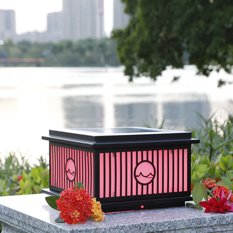 TEMOU Outdoor Solar Post Lamp Vintage Creative Simple Pillar Lights LED Waterproof IP65 for Home Villa Courtyard Porch