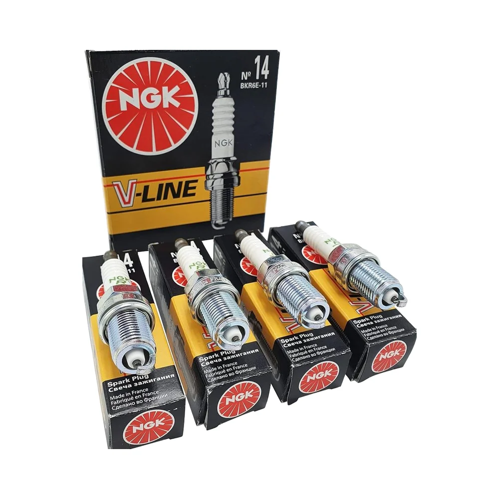 4x for NGK 6465 BKR6E-11 New Condition Spark Plug V-Line 14 Compatible with for Honda Kia Mazda for Nissan Suzuki Vehicles