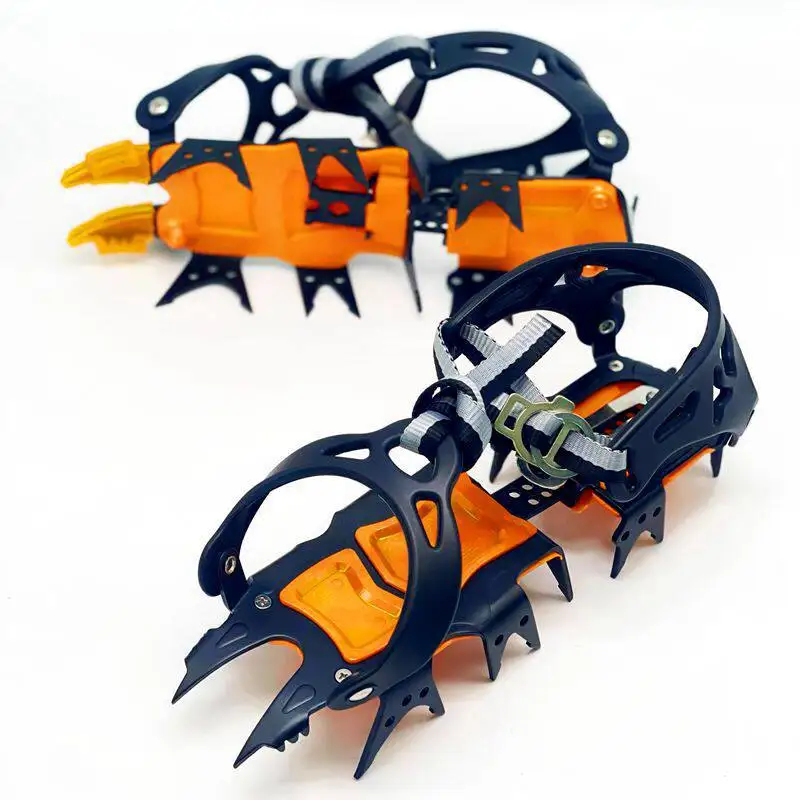 18 Teeth Professional Crampons Ice Cleats Traction Cleat Spikes for Hiking Climbing Snow Boots Shoes Anti-Slip Grip Kit Set