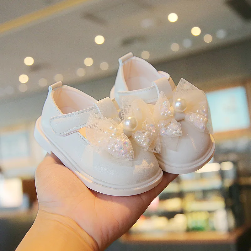 Girls Princess Shoes Spring Autumn Fashion Baby Soft Sole Walking Shoe Bow Children Single Shoes Korean Style Leather Shoe