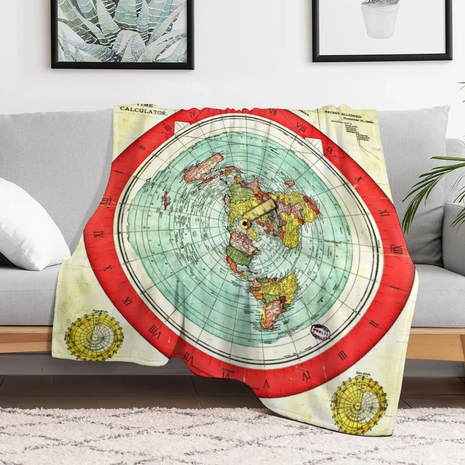 Gleason 1892 Flat Earth Map | Research Flat Earth Throw Blanket Vintage Furry Blankets