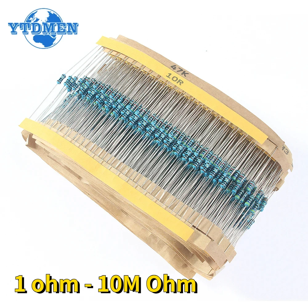 1280pcs/lot Metal Film Resistor Set 1/4W 64values 1 Ohm - 10M Ohm 0.25W Resistors Assorted Kit Pack 470/1K/10K/100K/220K Ohm