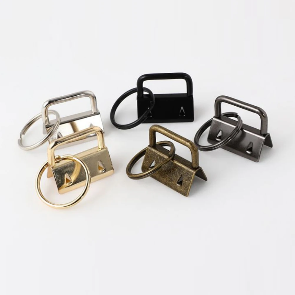 

50pcs Webbing Key Metal Wristlet Fob Chain Metal Wristlet Silver Durable Hardware Straps Ribbon Embossed Jewelry Craft